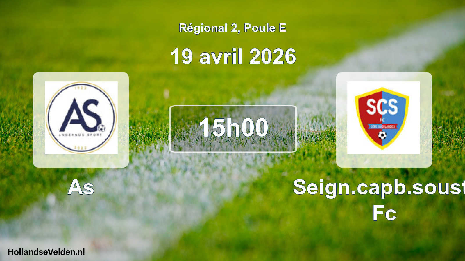 Geplande wedstrijd: As - Seign.capb.soust. Fc (19 avril 2026)