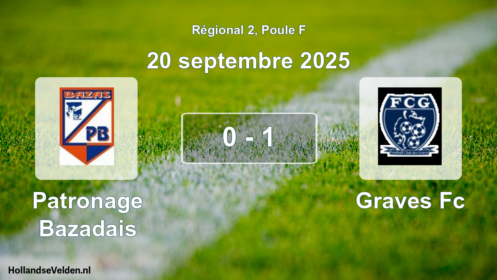 Gespeelde wedstrijd: Patronage Bazadais - Graves Fc 0 - 1 (20 september 2025)