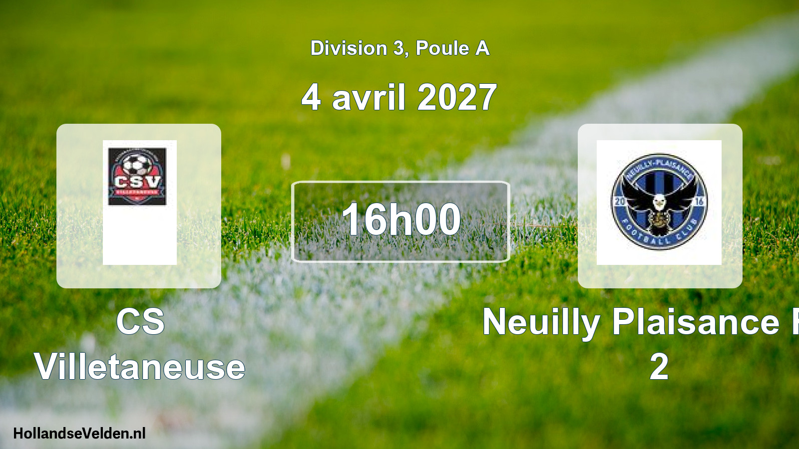 Match programmé: CS Villetaneuse - Neuilly Plaisance FC 2 (4 avril 2027)