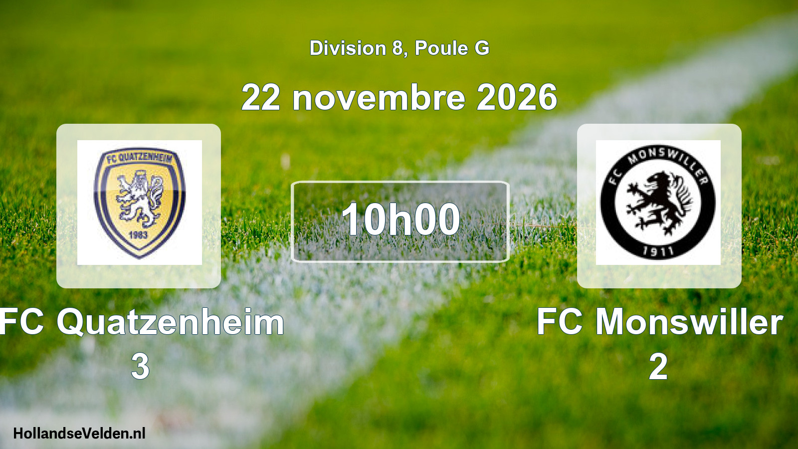 Scheduled Match: FC Quatzenheim 3 - FC Monswiller 2 (22 November 2026)