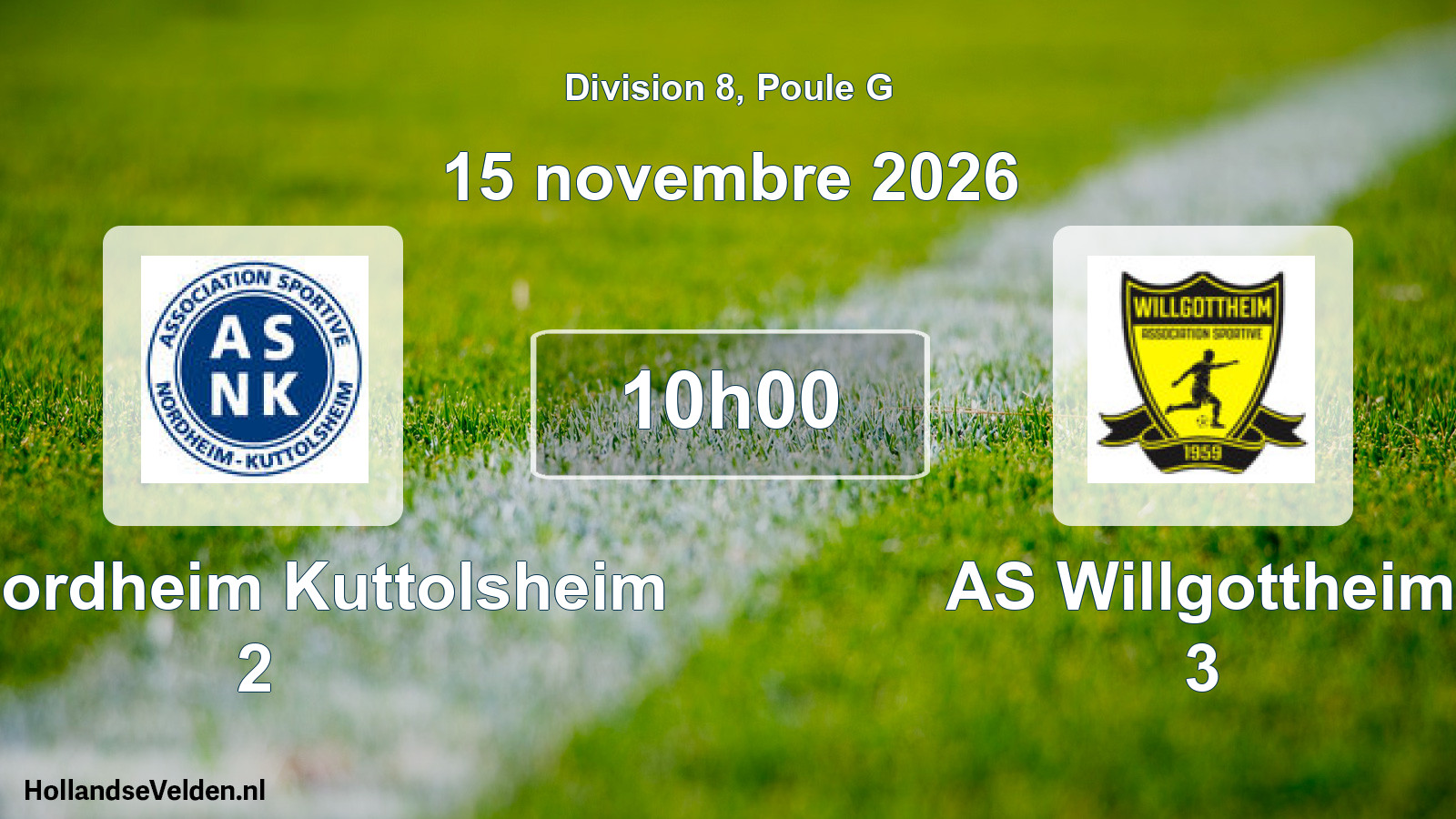 Match programmé: AS Nordheim Kuttolsheim 2 - AS Willgottheim 3 (15 novembre 2026)