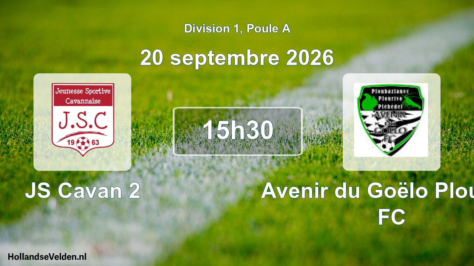 Match programmé: JS Cavan 2 - Avenir du Goëlo Plourivo FC (20 septembre 2026)