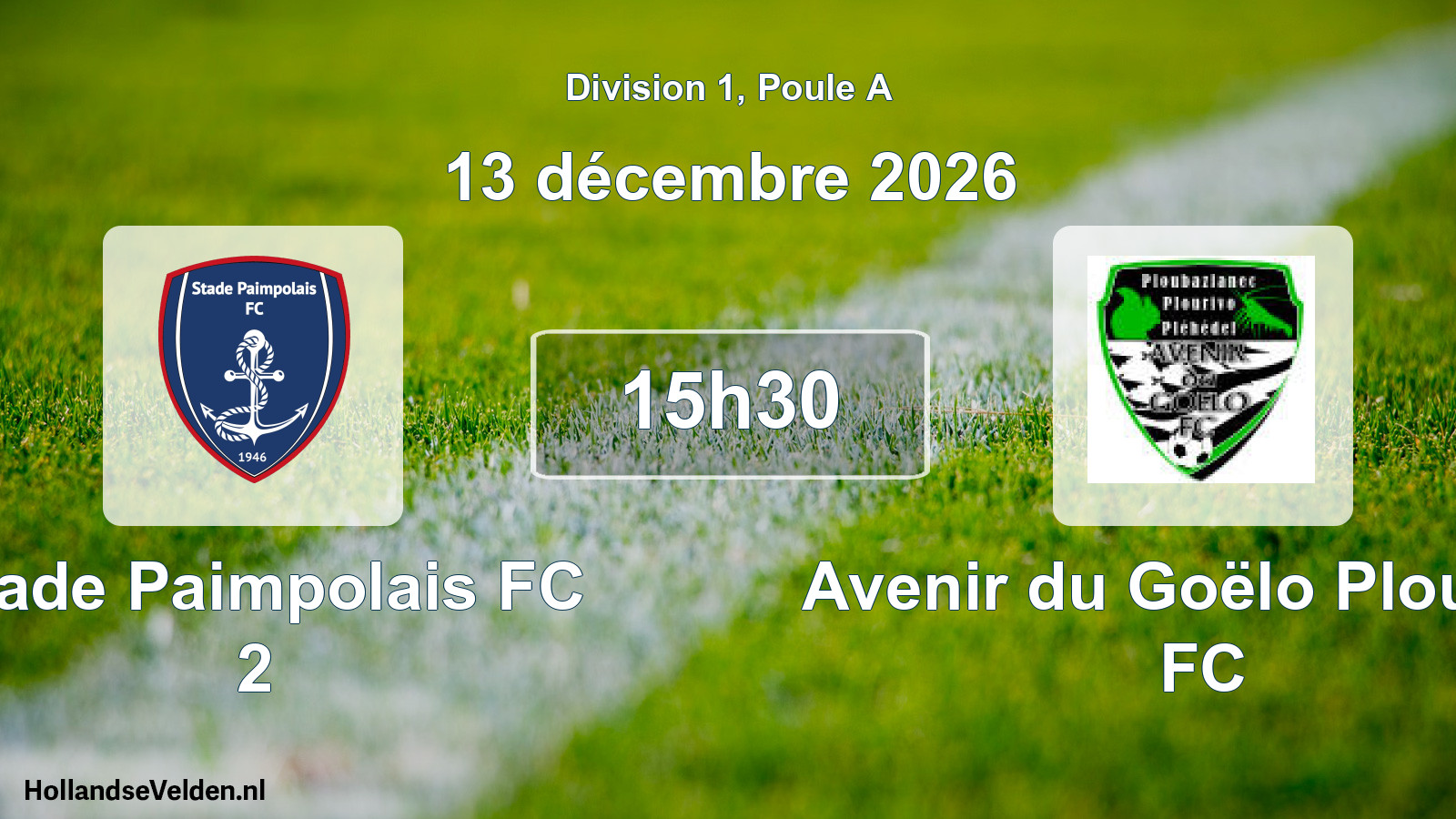 Match programmé: Stade Paimpolais FC 2 - Avenir du Goëlo Plourivo FC (13 décembre 2026)