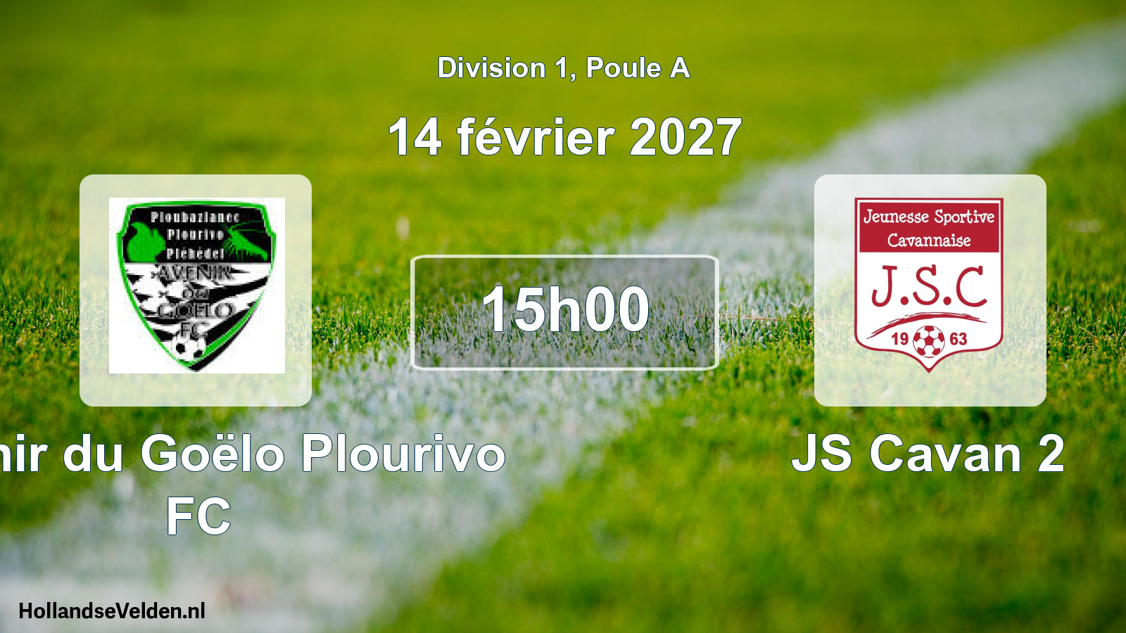 Match programmé: Avenir du Goëlo Plourivo FC - JS Cavan 2 (14 février 2027)