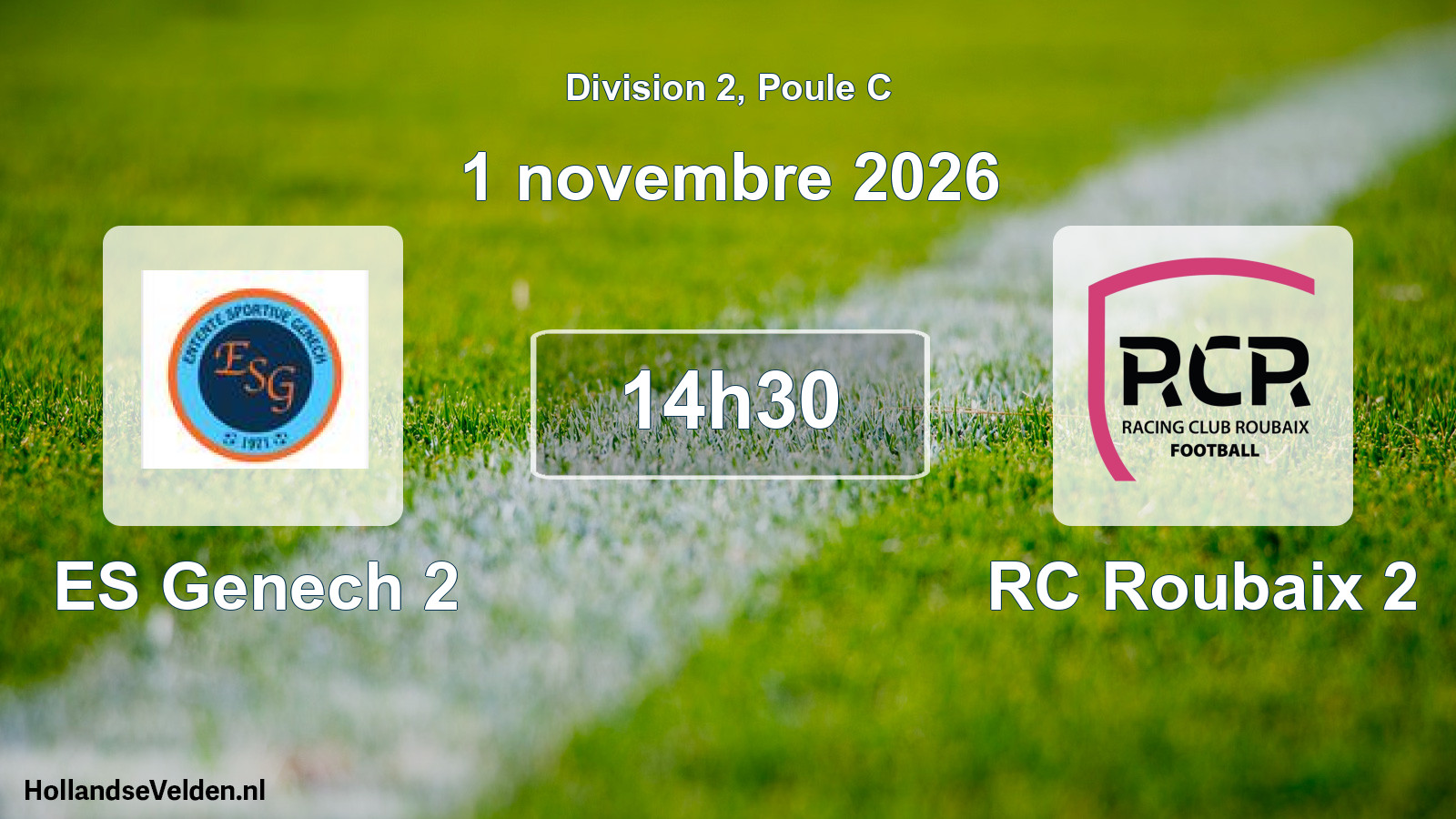 Match programmé: ES Genech 2 - RC Roubaix 2 (1 novembre 2026)