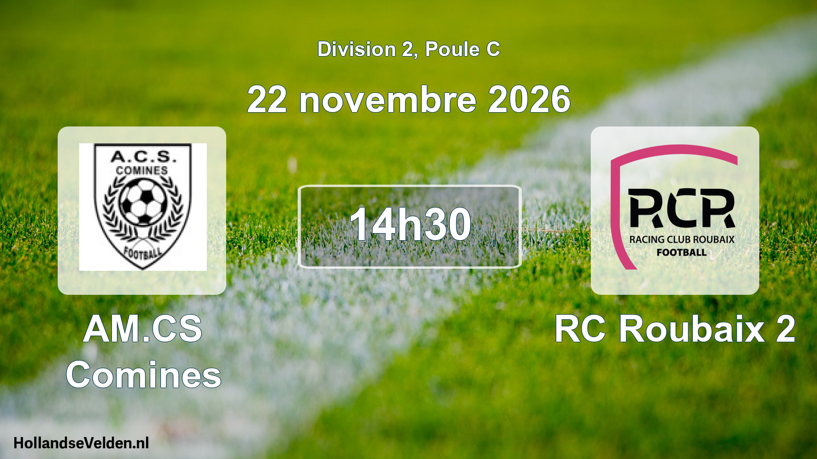 Match programmé: AM.CS Comines - RC Roubaix 2 (22 novembre 2026)