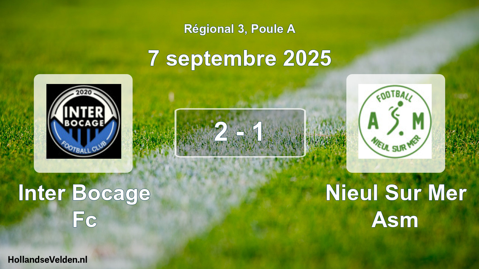 Gespeelde wedstrijd: Inter Bocage Fc - Nieul Sur Mer Asm 2 - 1 (7 septembre 2025)