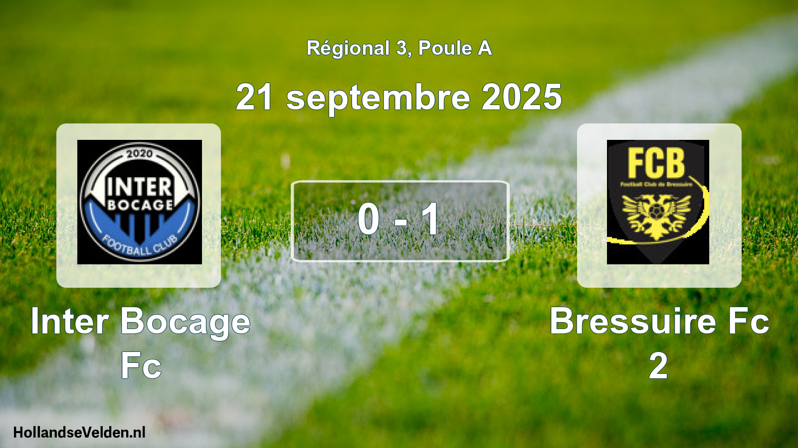 Gespeelde wedstrijd: Inter Bocage Fc - Bressuire Fc 2 0 - 1 (21 septembre 2025)