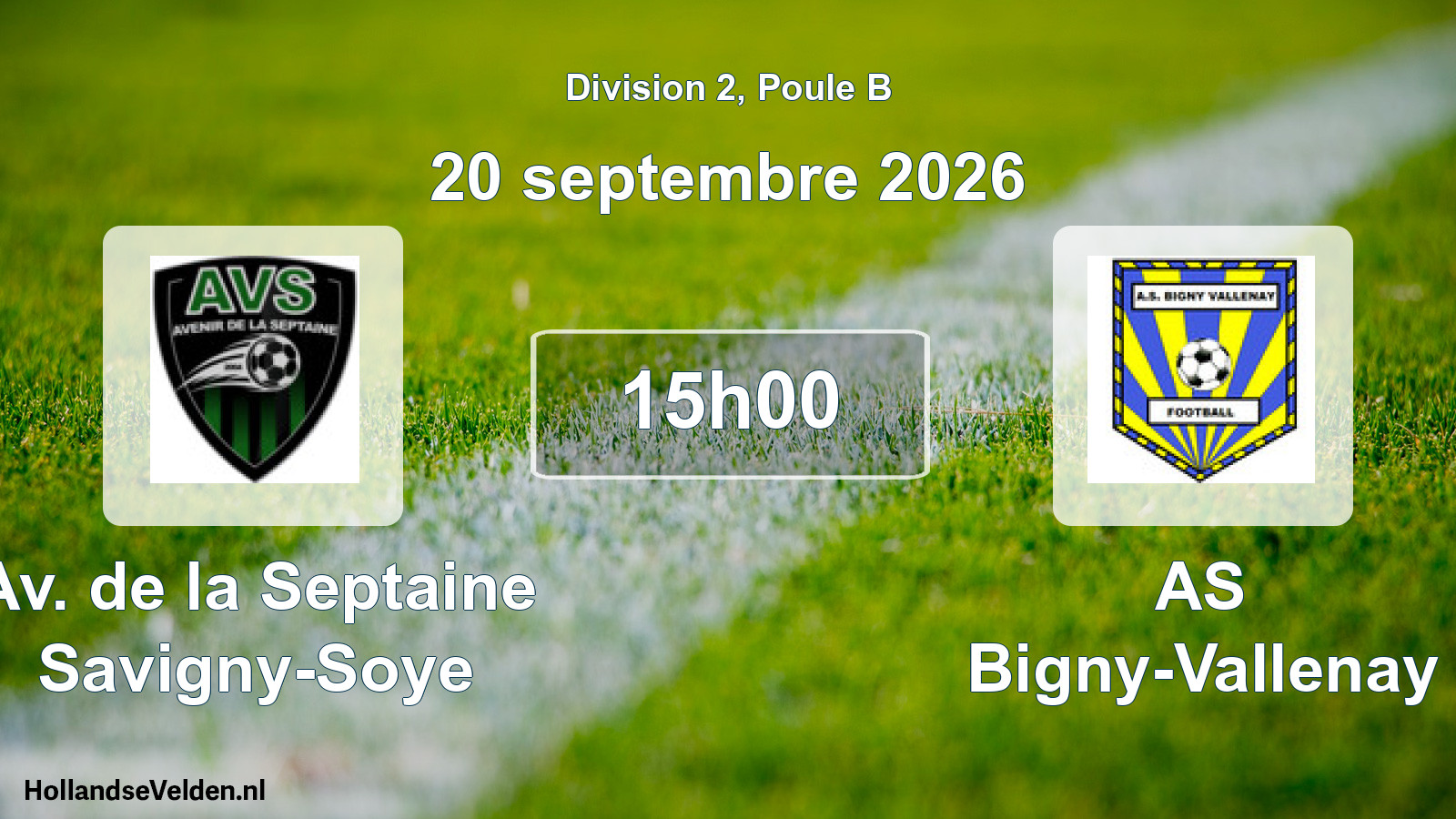 Scheduled Match: Av. de la Septaine Savigny-Soye - AS Bigny-Vallenay (20 September 2026)