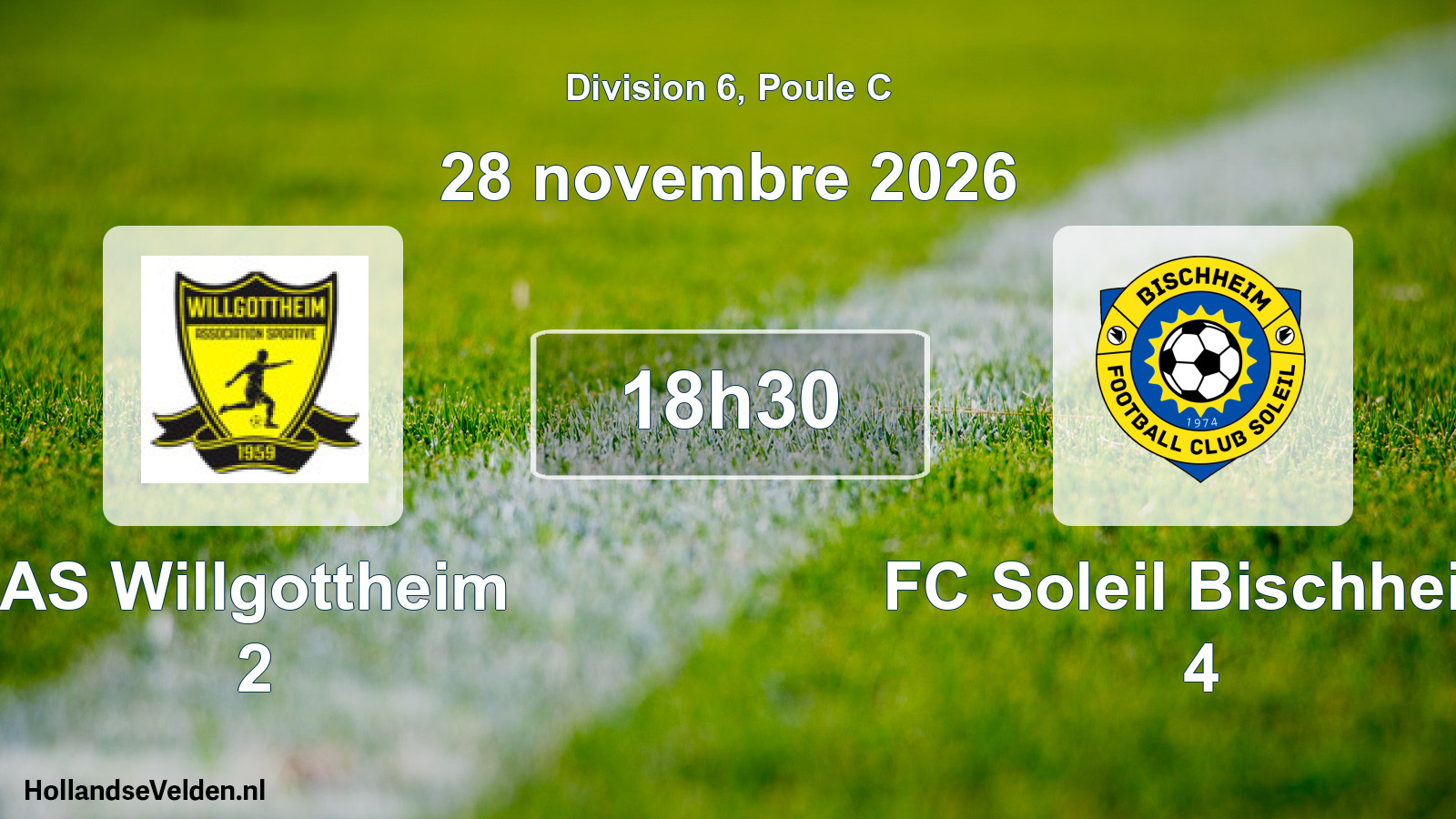 Scheduled Match: AS Willgottheim 2 - FC Soleil Bischheim 4 (28 November 2026)