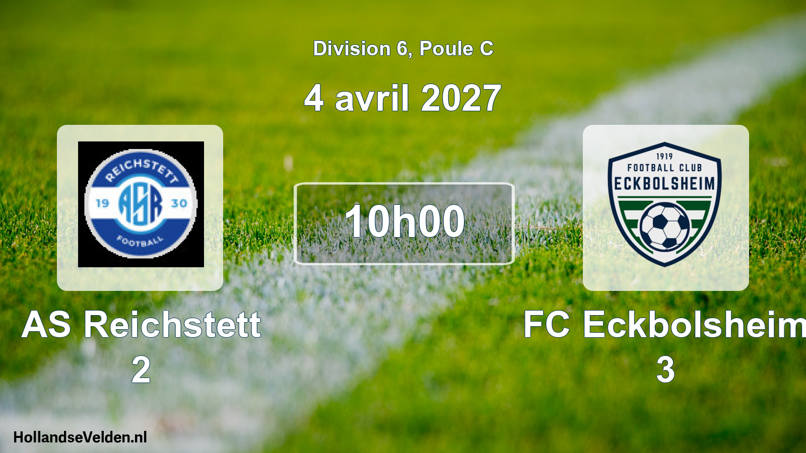 Match programmé: AS Reichstett 2 - FC Eckbolsheim 3 (4 avril 2027)