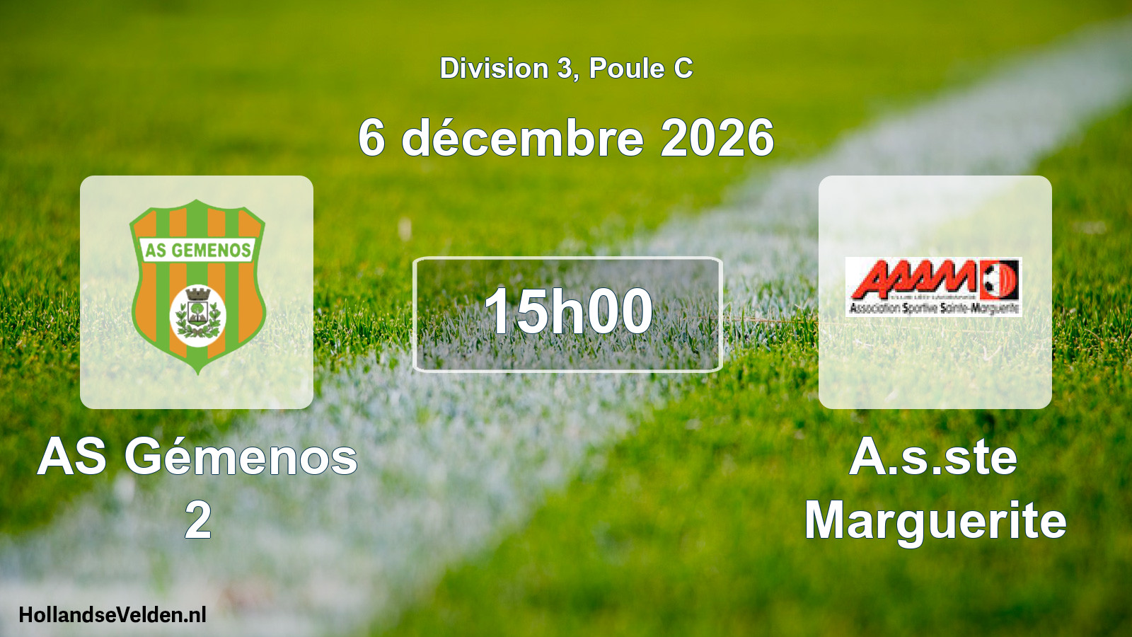 Match programmé: AS Gémenos 2 - A.s.ste Marguerite (6 décembre 2026)