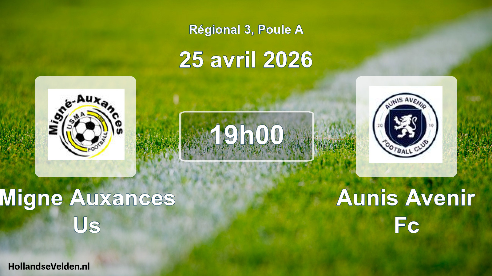 Geplande wedstrijd: Migne Auxances Us - Aunis Avenir Fc (25 avril 2026)
