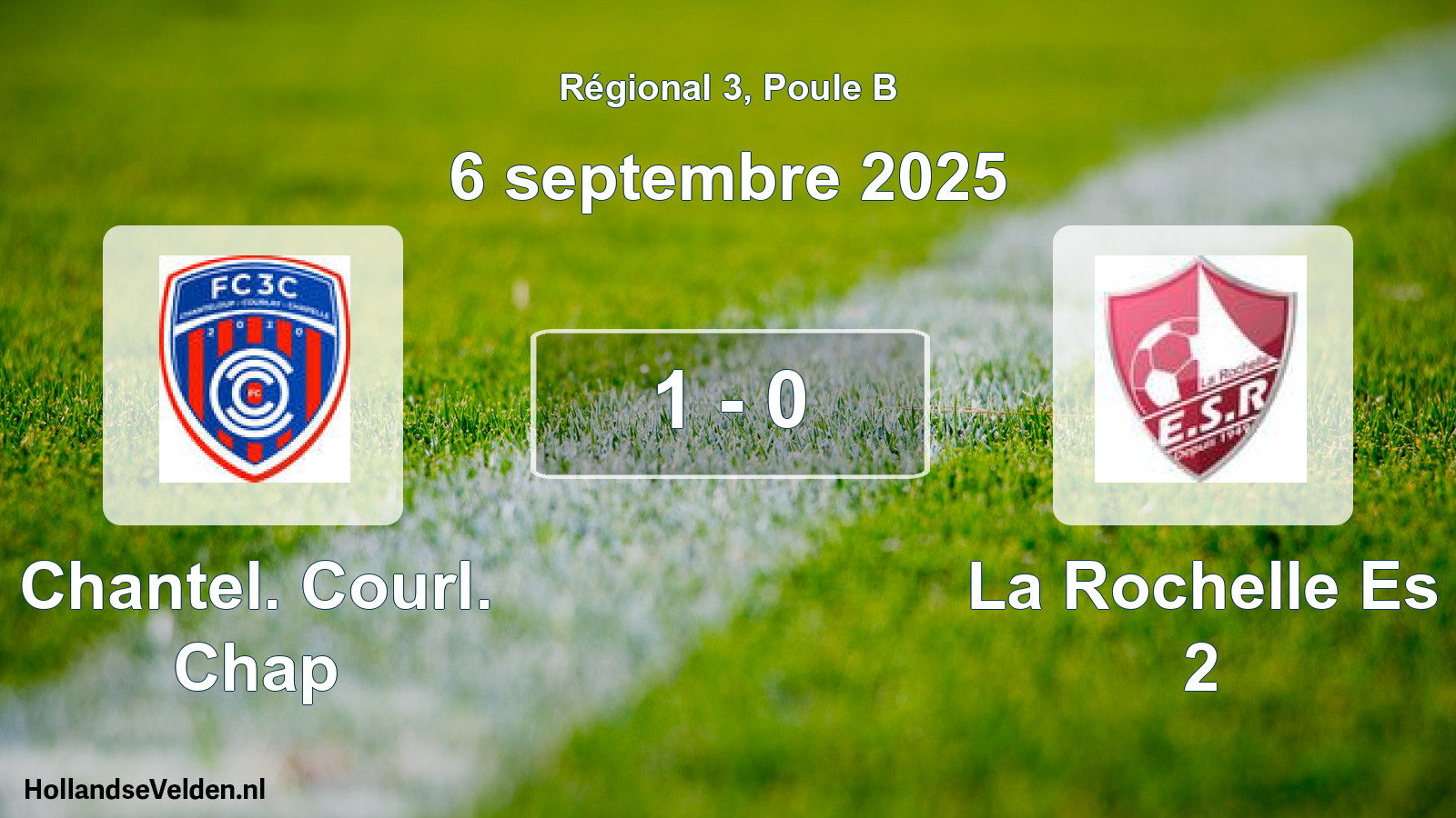 Gespeelde wedstrijd: Chantel. Courl. Chap - La Rochelle Es 2 1 - 0 (6 september 2025)
