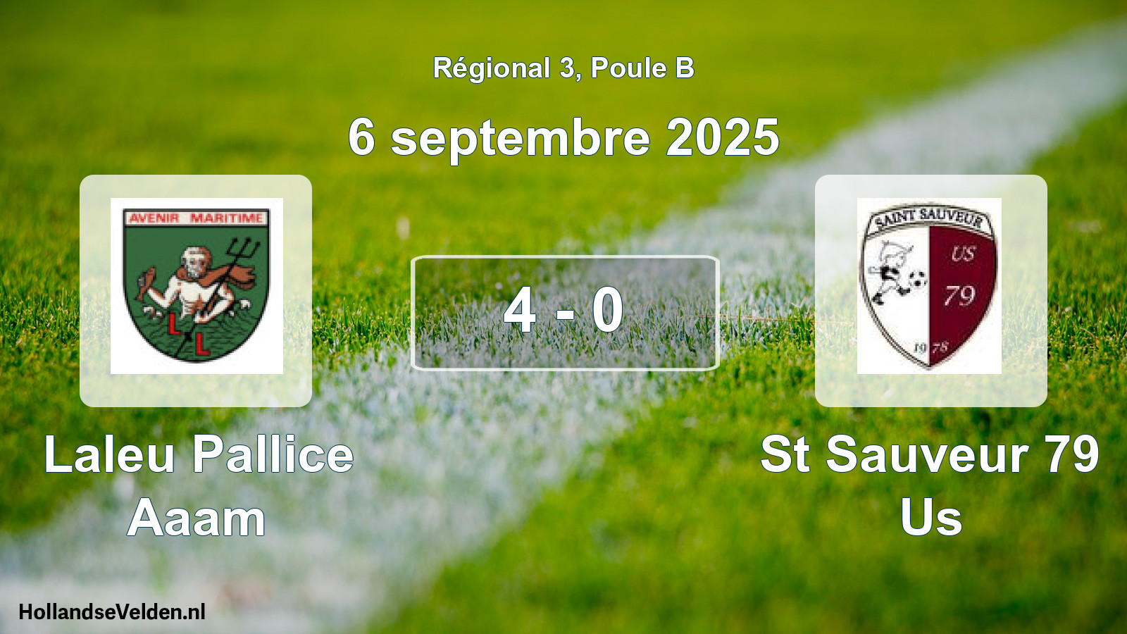 Gespeelde wedstrijd: Laleu Pallice Aaam - St Sauveur 79 Us 4 - 0 (6 september 2025)