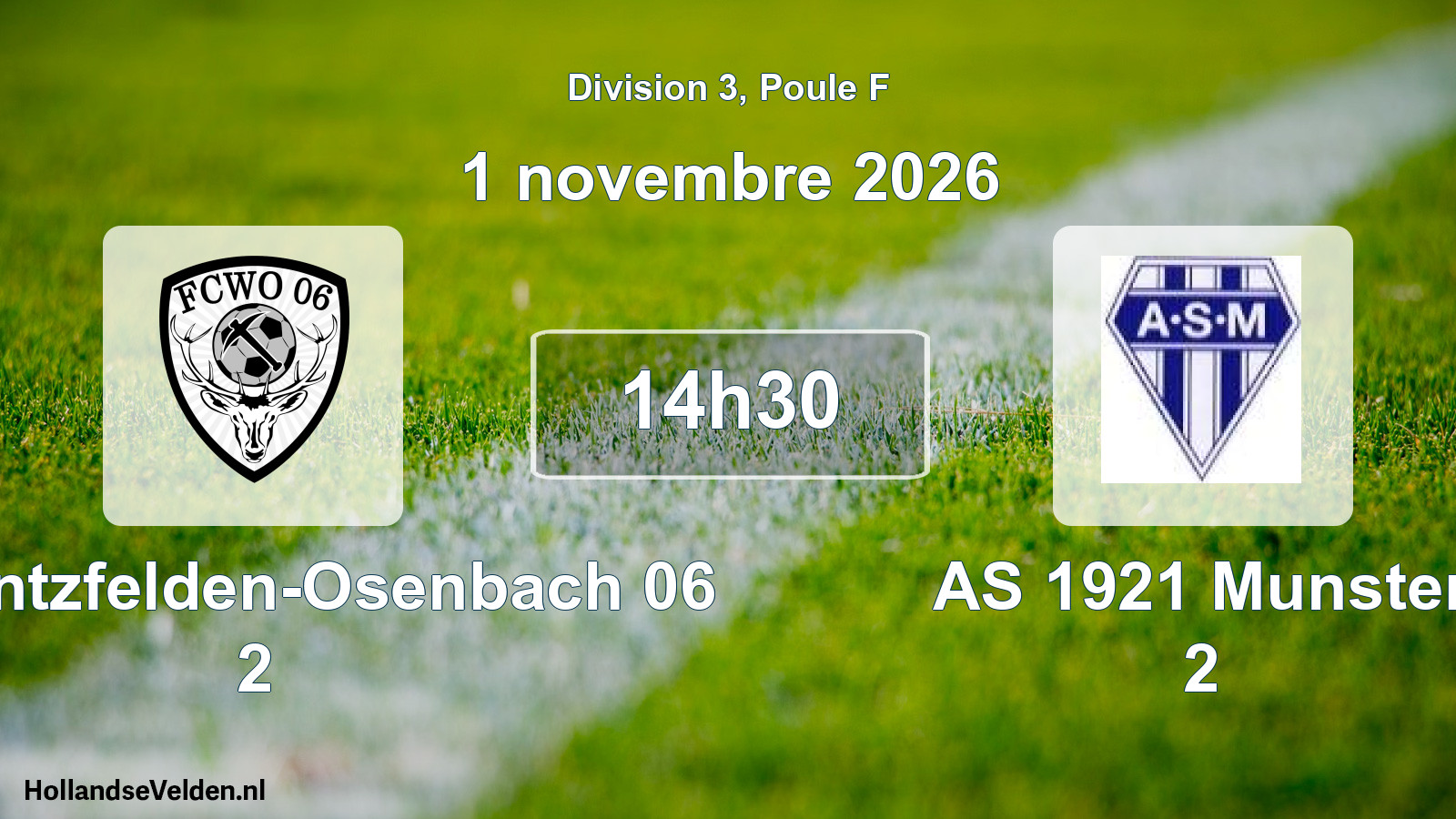 Scheduled Match: FC Wintzfelden-Osenbach 06 2 - AS 1921 Munster 2 (1 November 2026)
