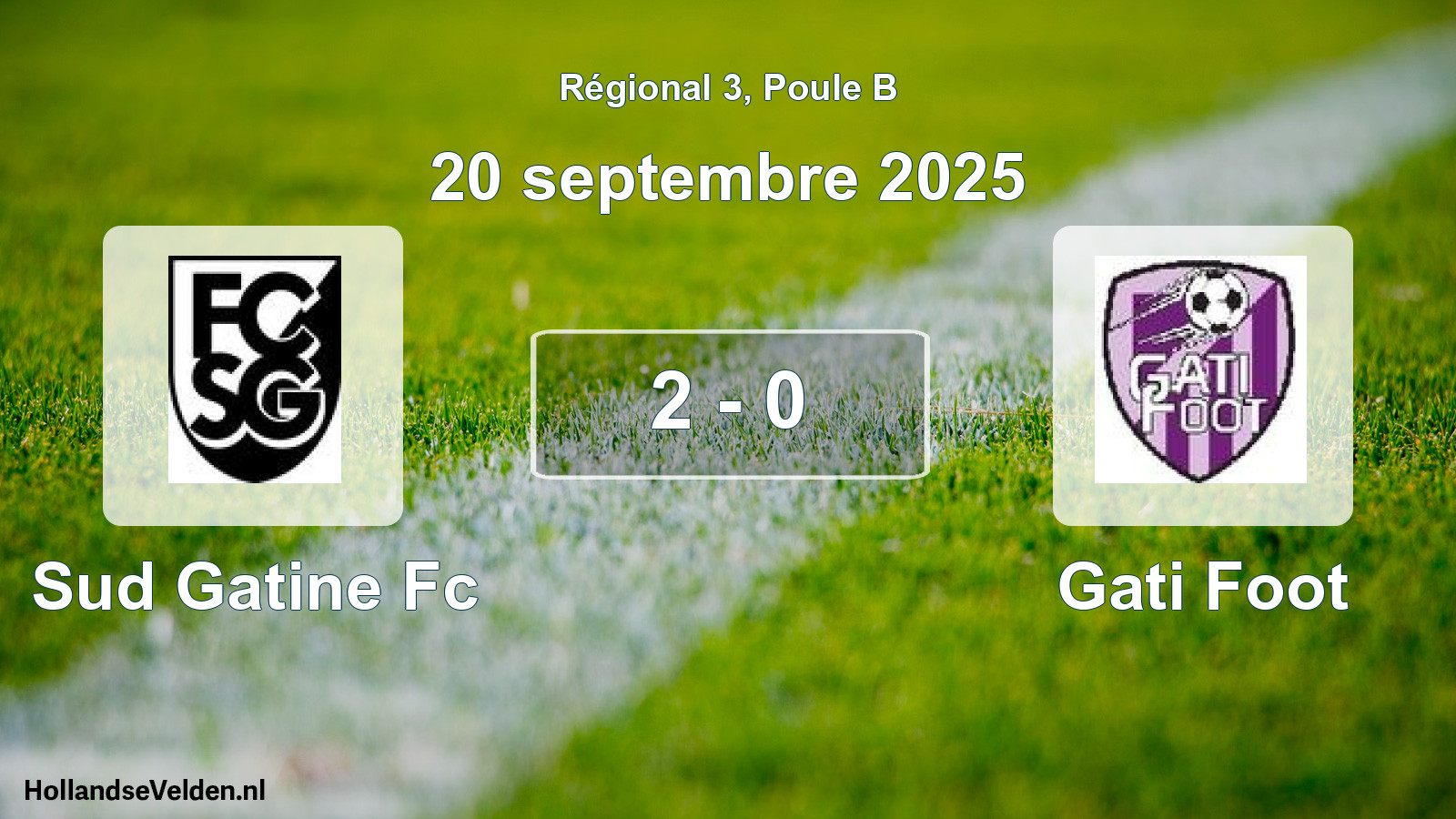 Total number of matches played: Sud Gatine Fc - Gati Foot 2 - 0 (20 September 2025)