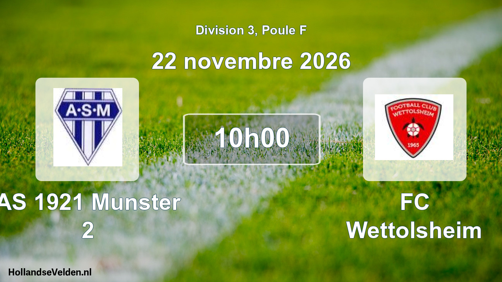 Scheduled Match: AS 1921 Munster 2 - FC Wettolsheim (22 November 2026)