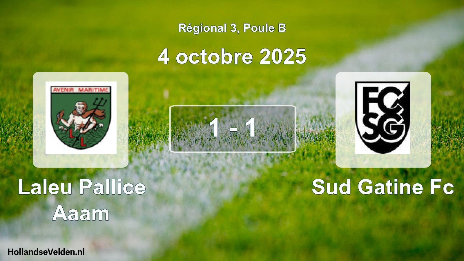 Gespeelde wedstrijd: Laleu Pallice Aaam - Sud Gatine Fc 1 - 1 (4 octobre 2025)