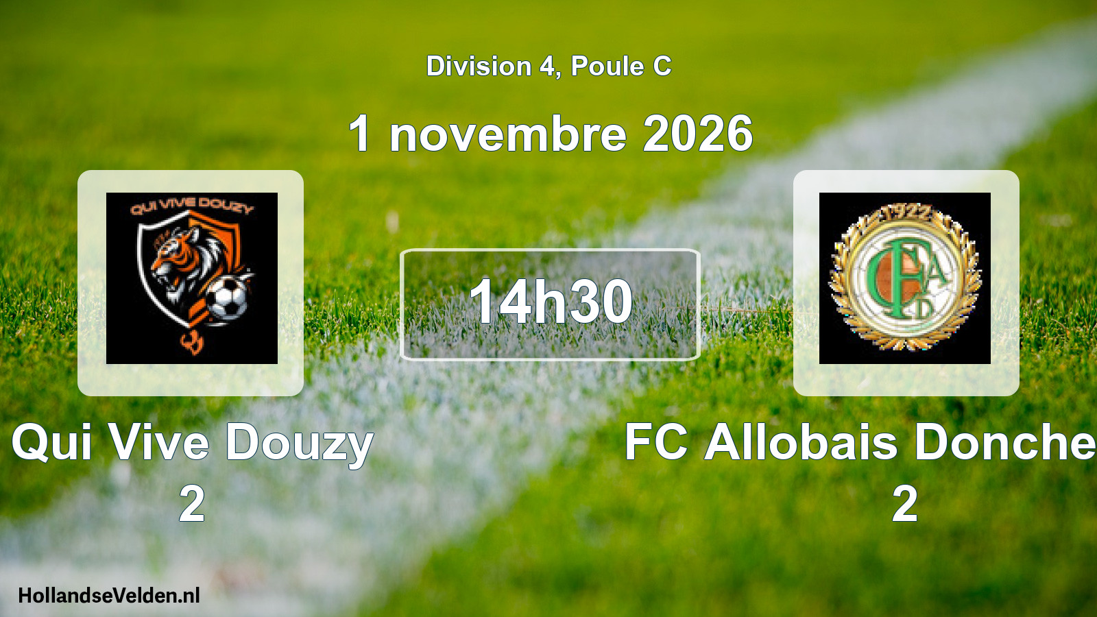 Match programmé: Qui Vive Douzy 2 - FC Allobais Doncherois 2 (1 novembre 2026)