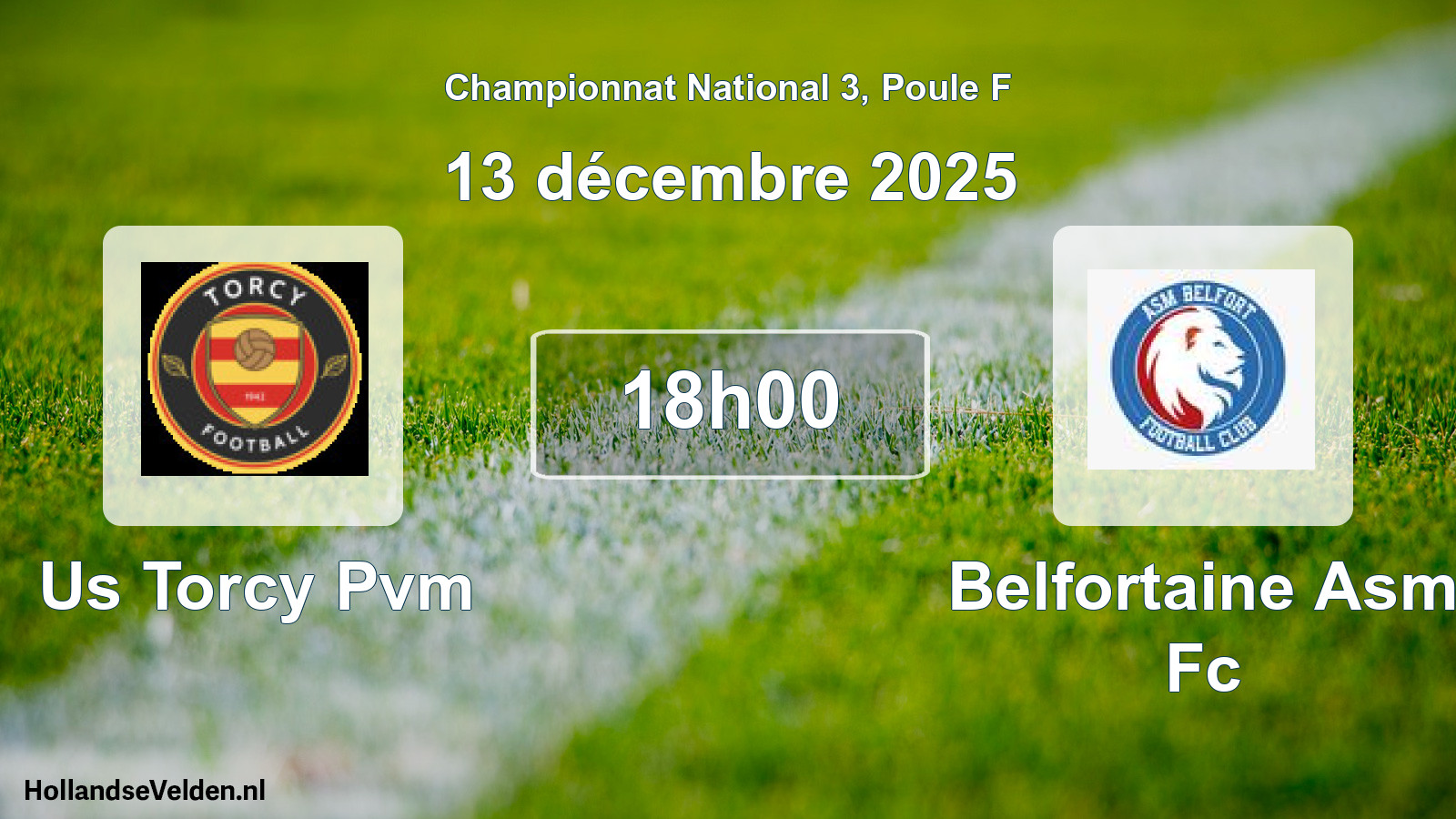 Geplande wedstrijd: Us Torcy Pvm - Belfortaine Asm Fc (13 december 2025)
