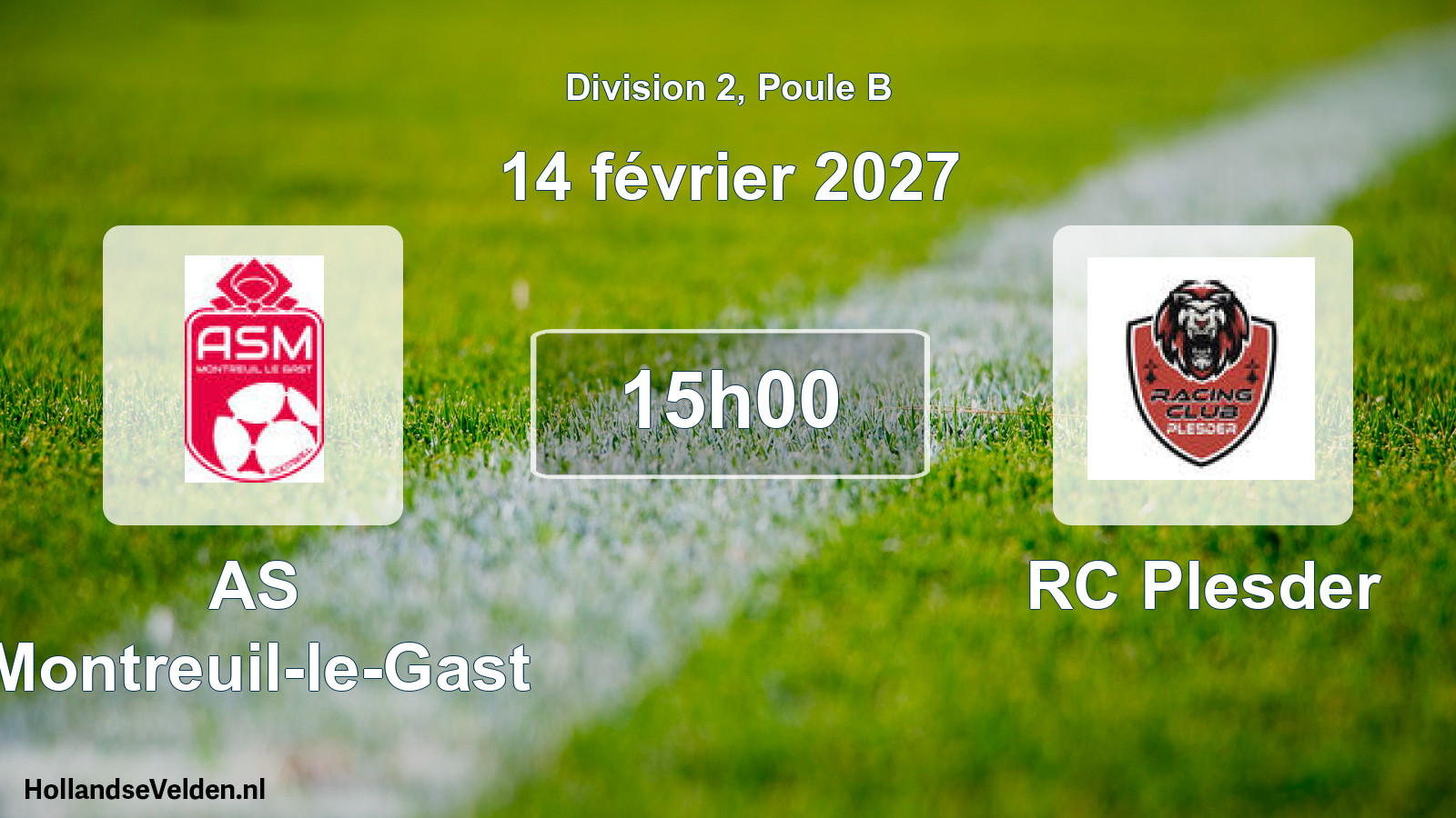 Match programmé: AS Montreuil-le-Gast - RC Plesder (14 février 2027)