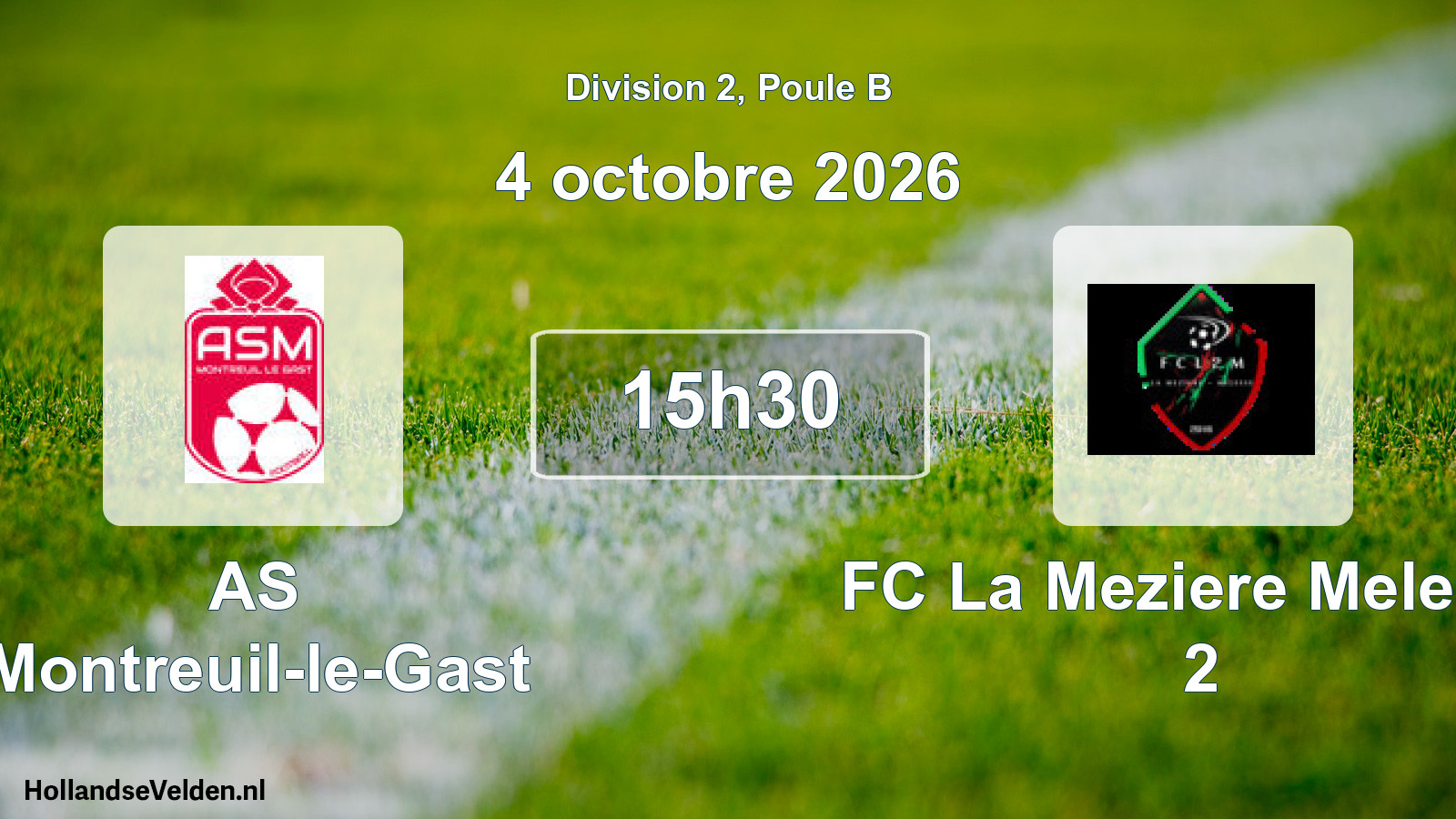 Match programmé: AS Montreuil-le-Gast - FC La Meziere Melesse 2 (4 octobre 2026)