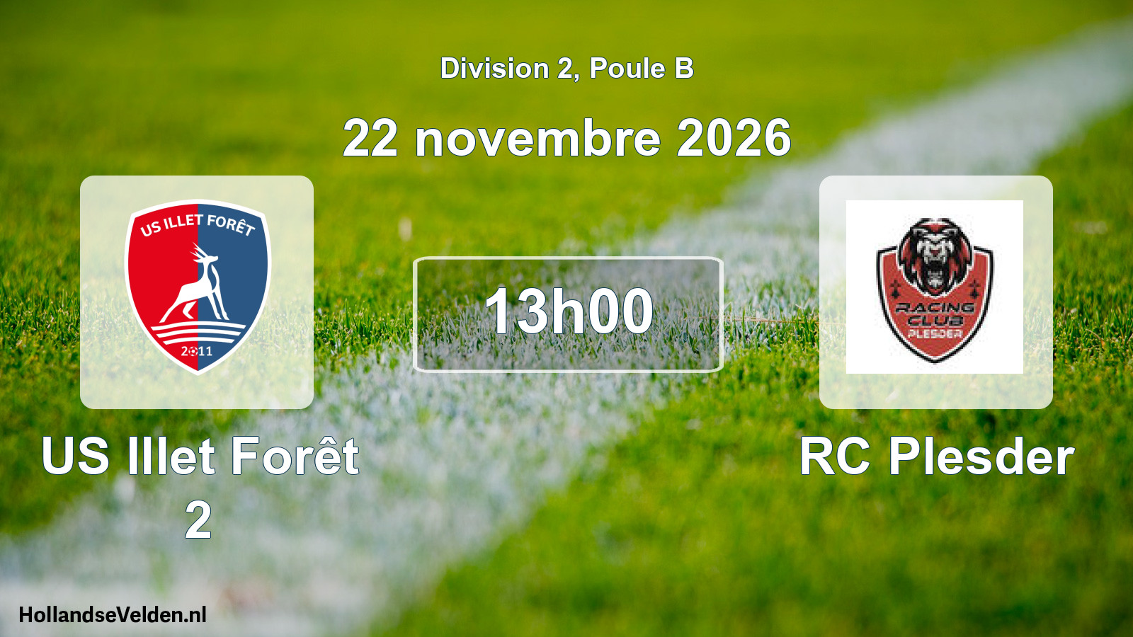 Match programmé: US Illet Forêt 2 - RC Plesder (22 novembre 2026)