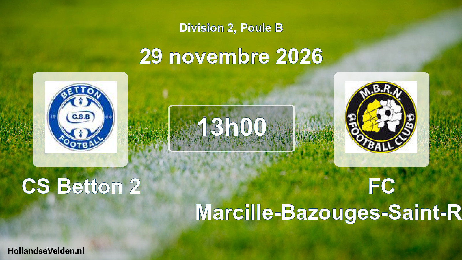 Match programmé: CS Betton 2 - FC Marcille-Bazouges-Saint-Remy-Noyal (29 novembre 2026)