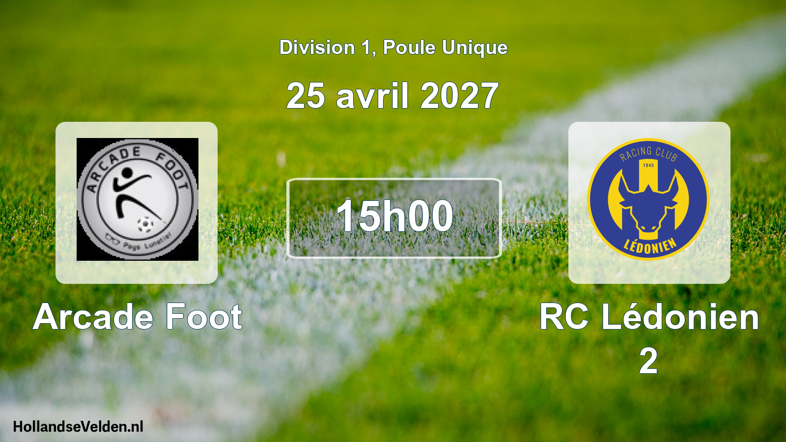 Geplande wedstrijd: Arcade Foot - RC Lédonien 2 (25 april 2027)
