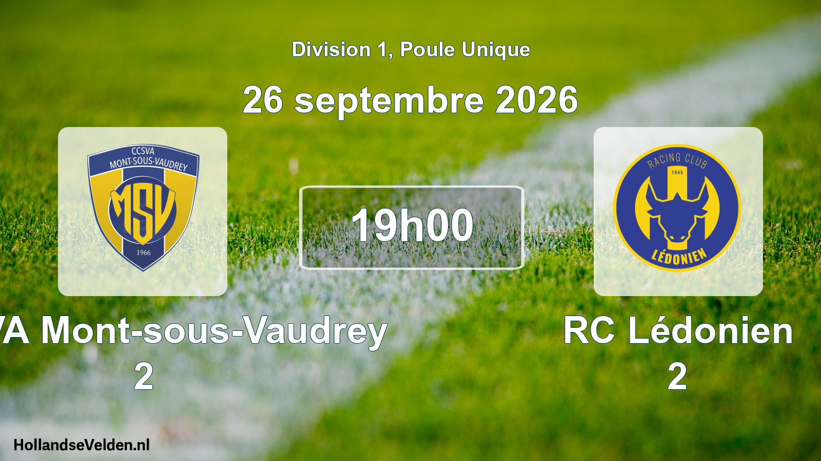 Match programmé: CCSVA Mont-sous-Vaudrey 2 - RC Lédonien 2 (26 septembre 2026)