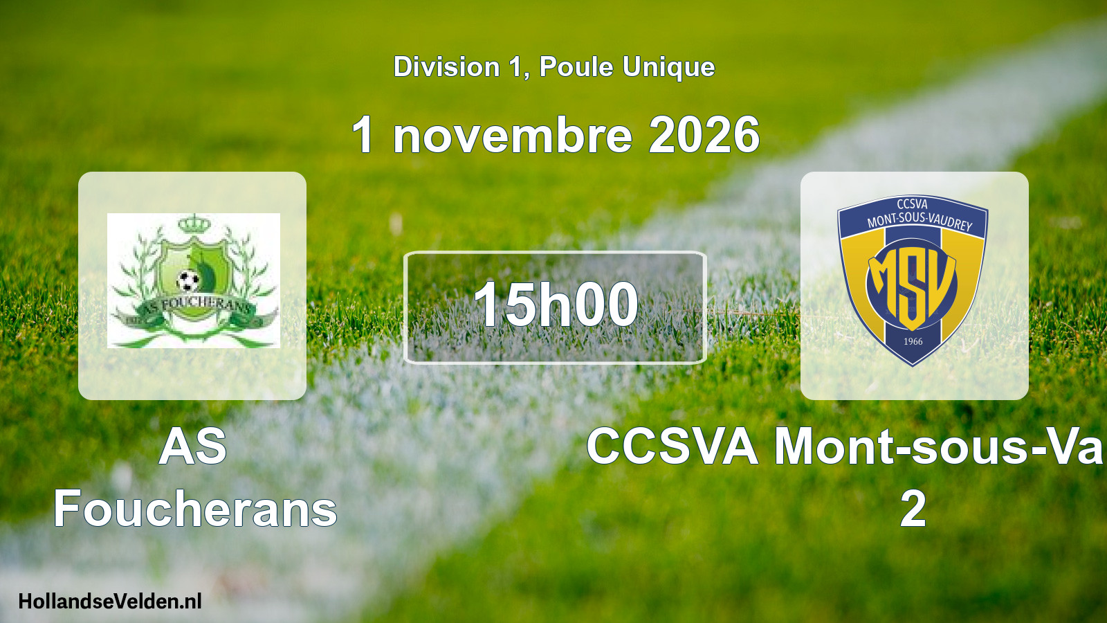 Match programmé: AS Foucherans - CCSVA Mont-sous-Vaudrey 2 (1 novembre 2026)