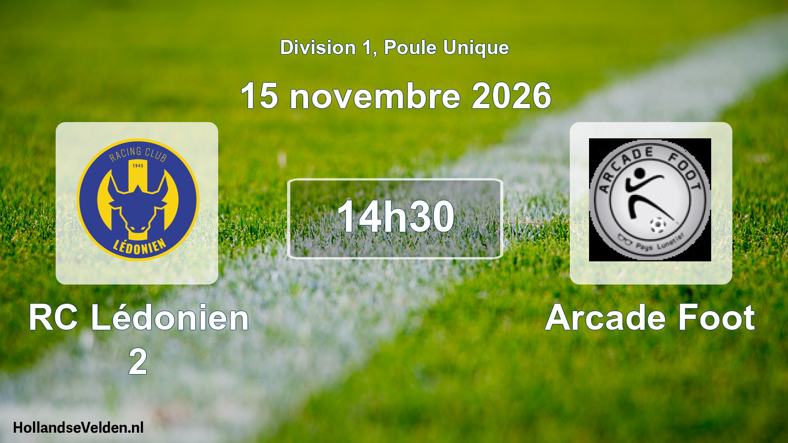 Match programmé: RC Lédonien 2 - Arcade Foot (15 novembre 2026)