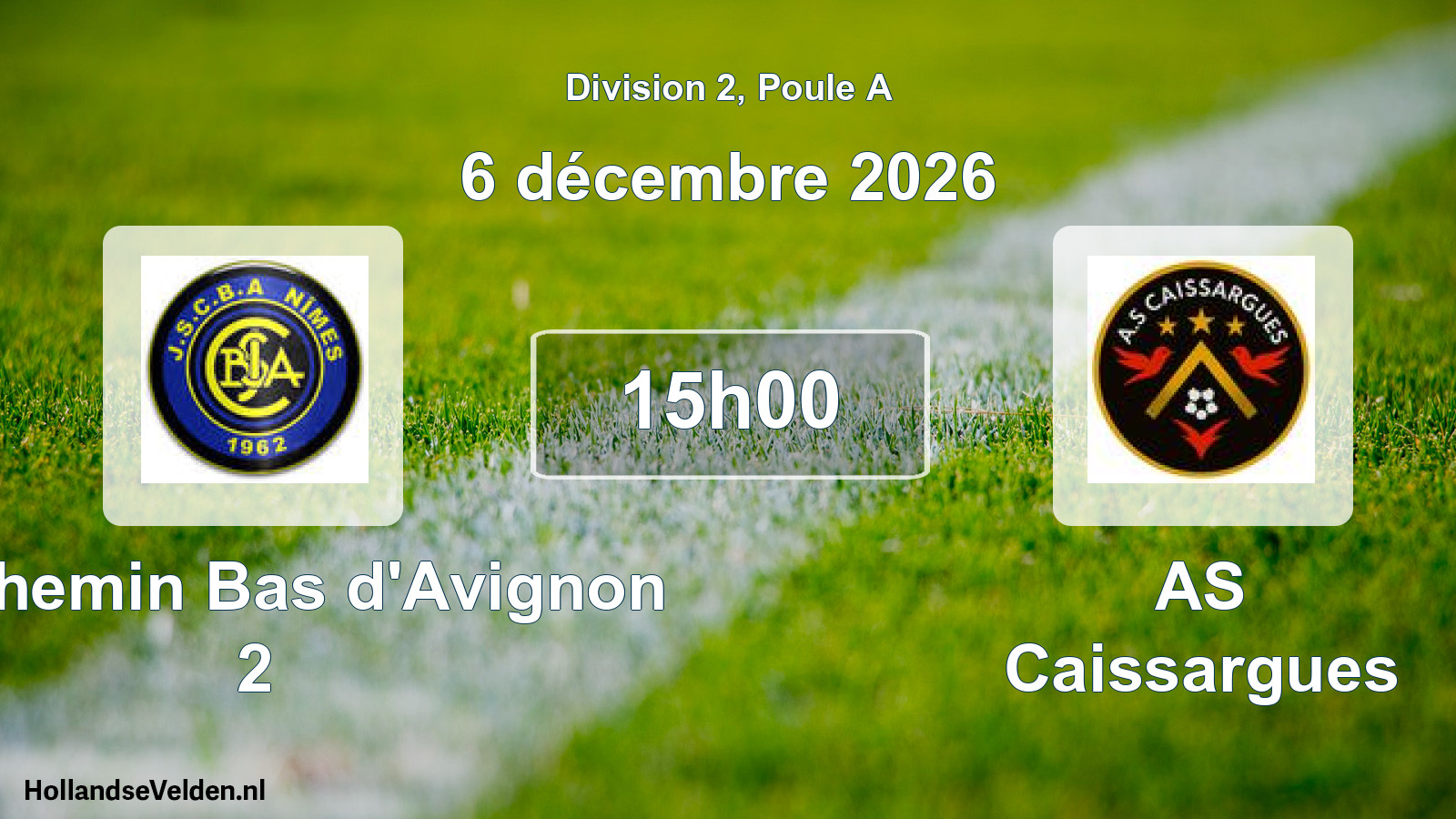 Scheduled Match: JS Chemin Bas d'Avignon 2 - AS Caissargues (6 December 2026)