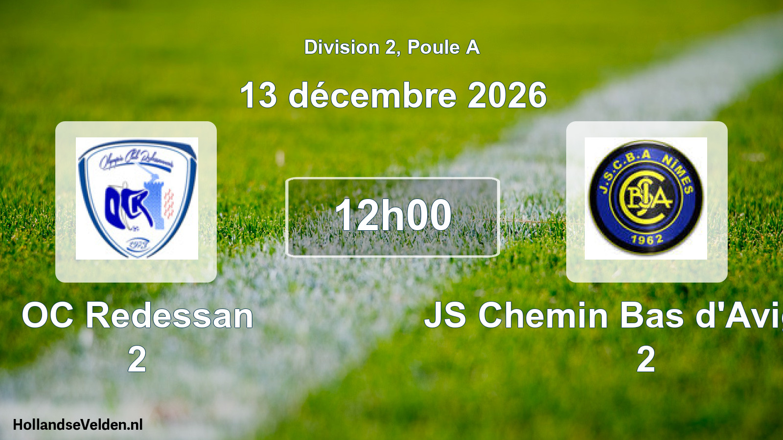 Scheduled Match: OC Redessan 2 - JS Chemin Bas d'Avignon 2 (13 December 2026)