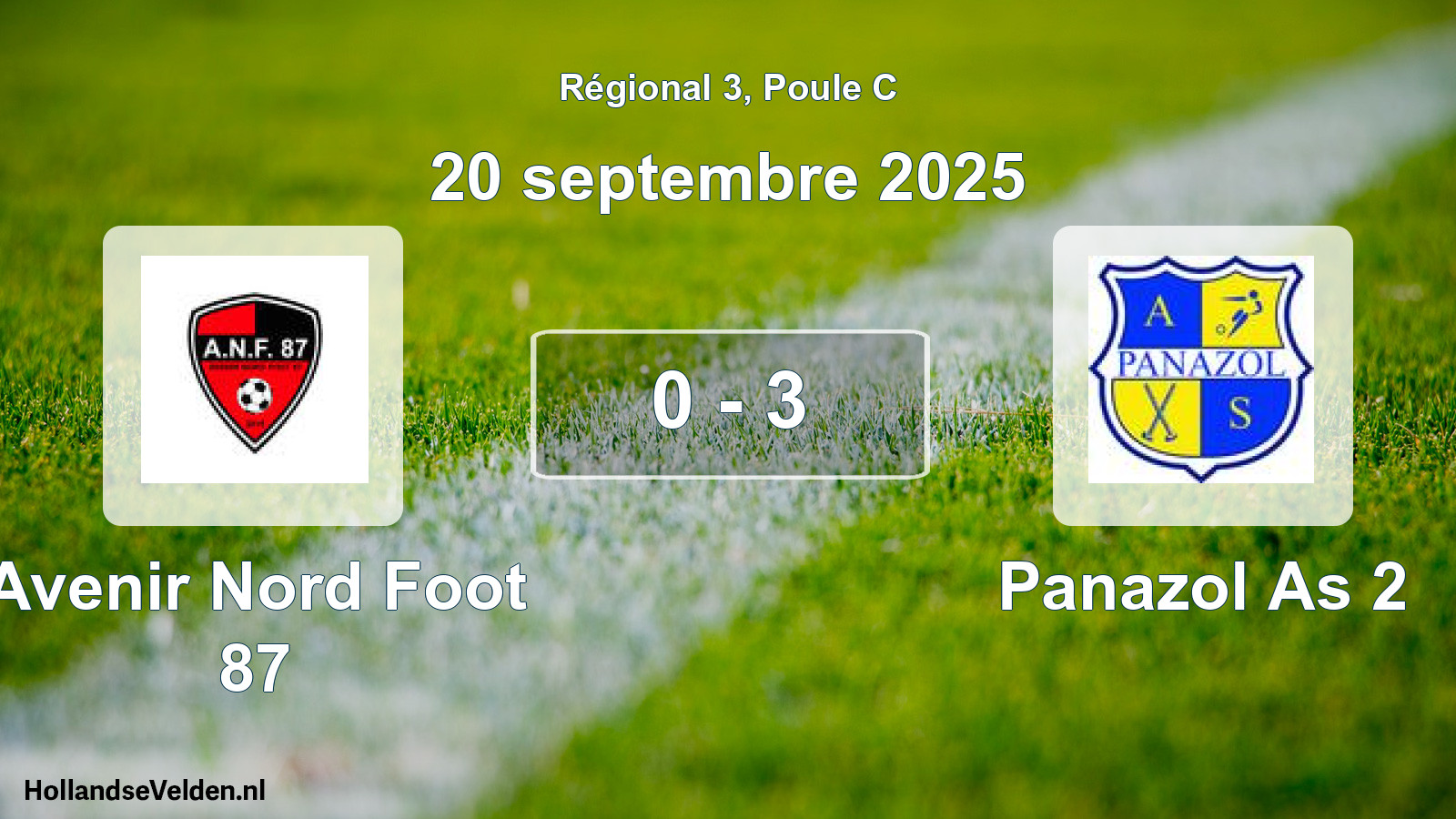 Gespeelde wedstrijd: Avenir Nord Foot 87 - Panazol As 2 0 - 3 (20 septembre 2025)