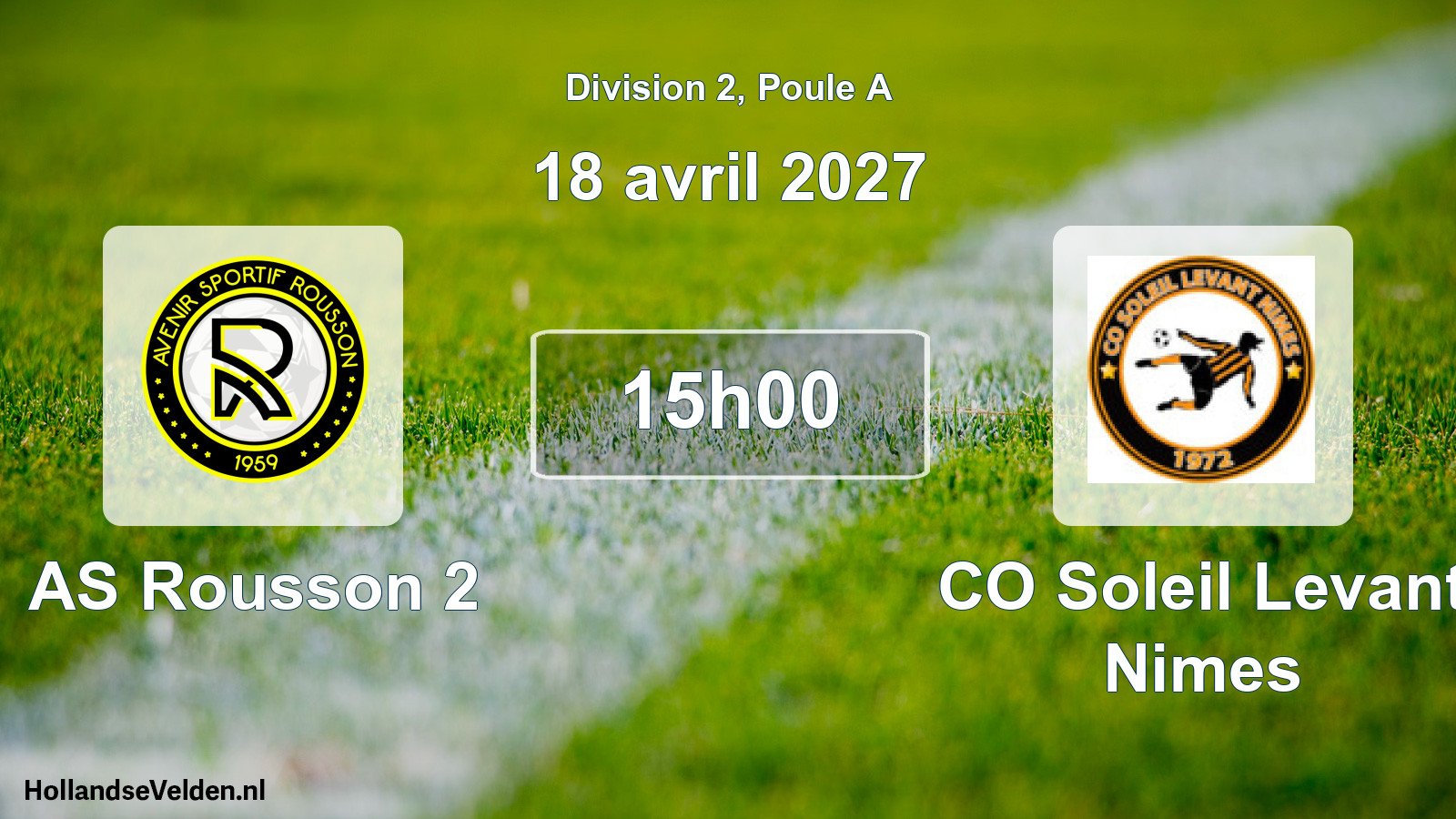Match programmé: AS Rousson 2 - CO Soleil Levant Nimes (18 avril 2027)