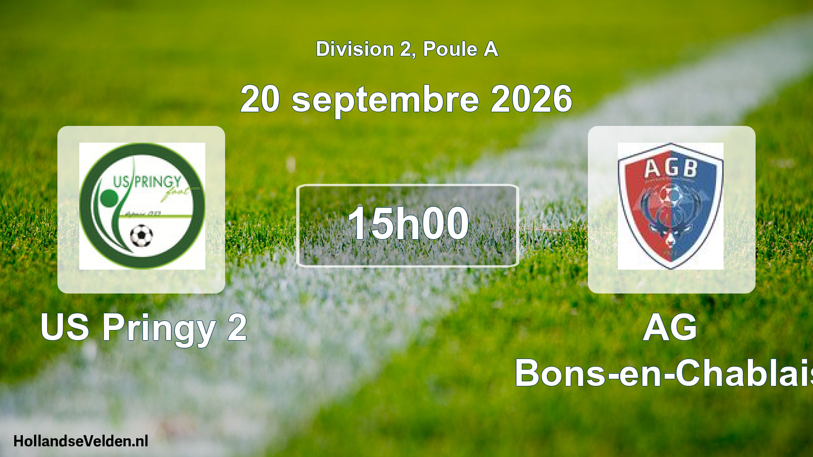 Match programmé: US Pringy 2 - AG Bons-en-Chablais (20 septembre 2026)
