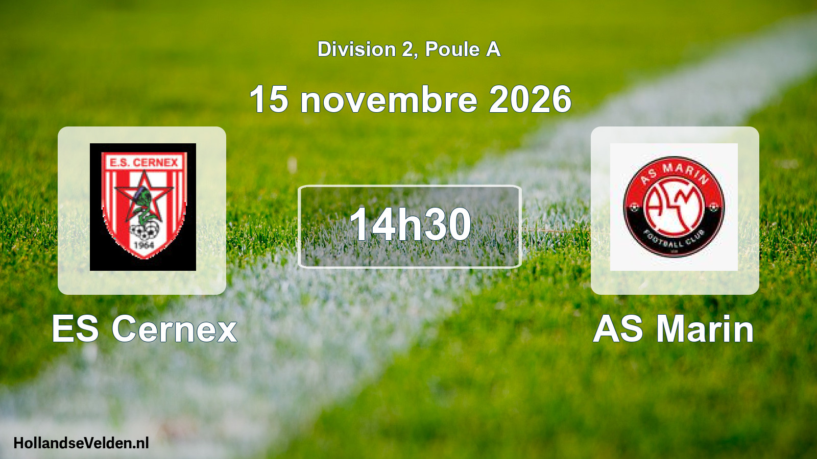 Match programmé: ES Cernex - AS Marin (15 novembre 2026)