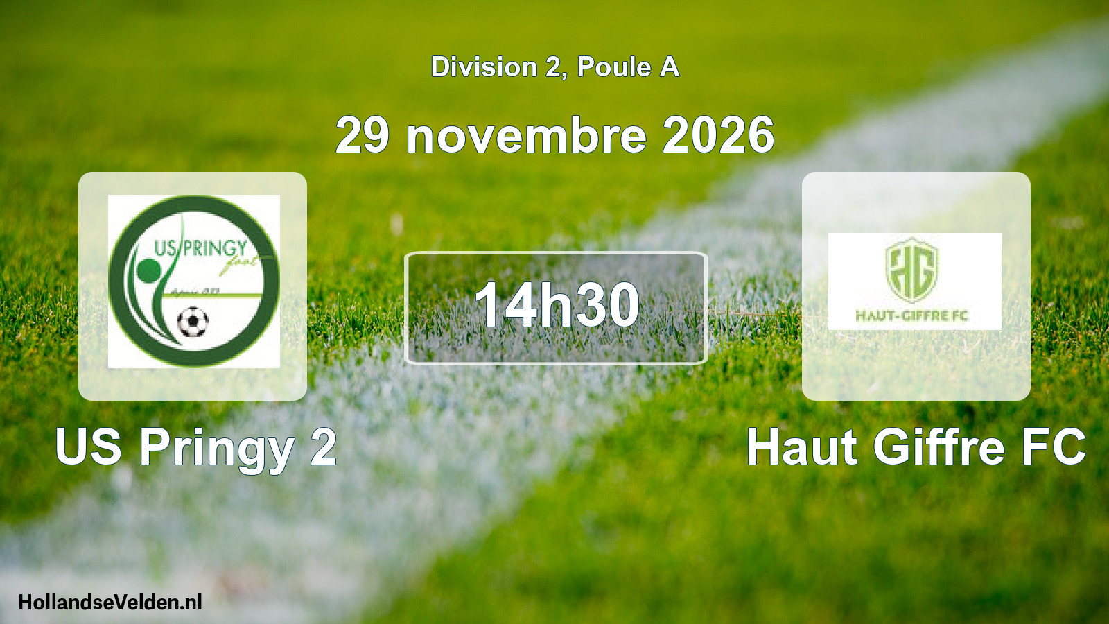Match programmé: US Pringy 2 - Haut Giffre FC (29 novembre 2026)