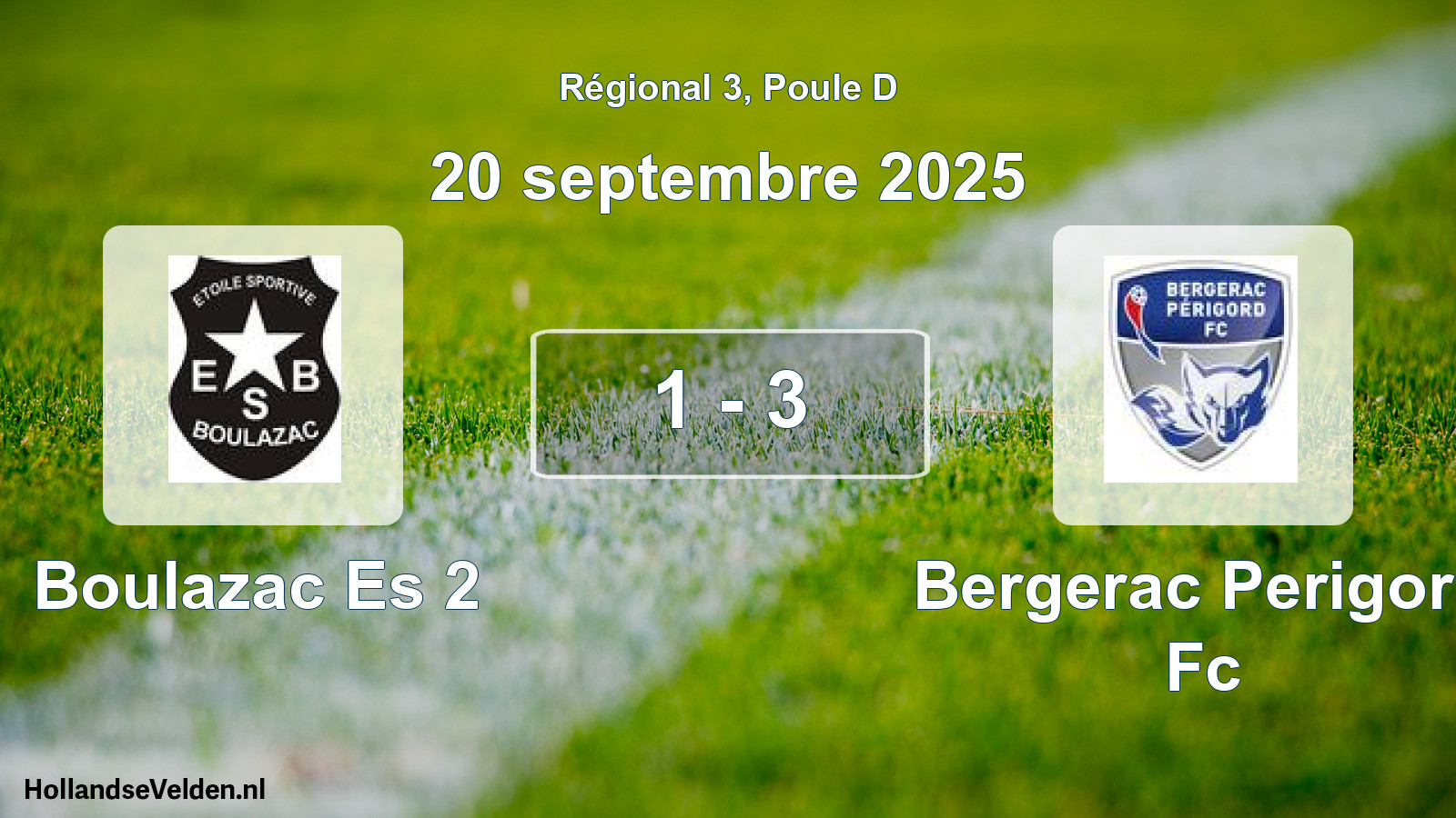 Gespeelde wedstrijd: Boulazac Es 2 - Bergerac Perigord Fc 1 - 3 (20 september 2025)