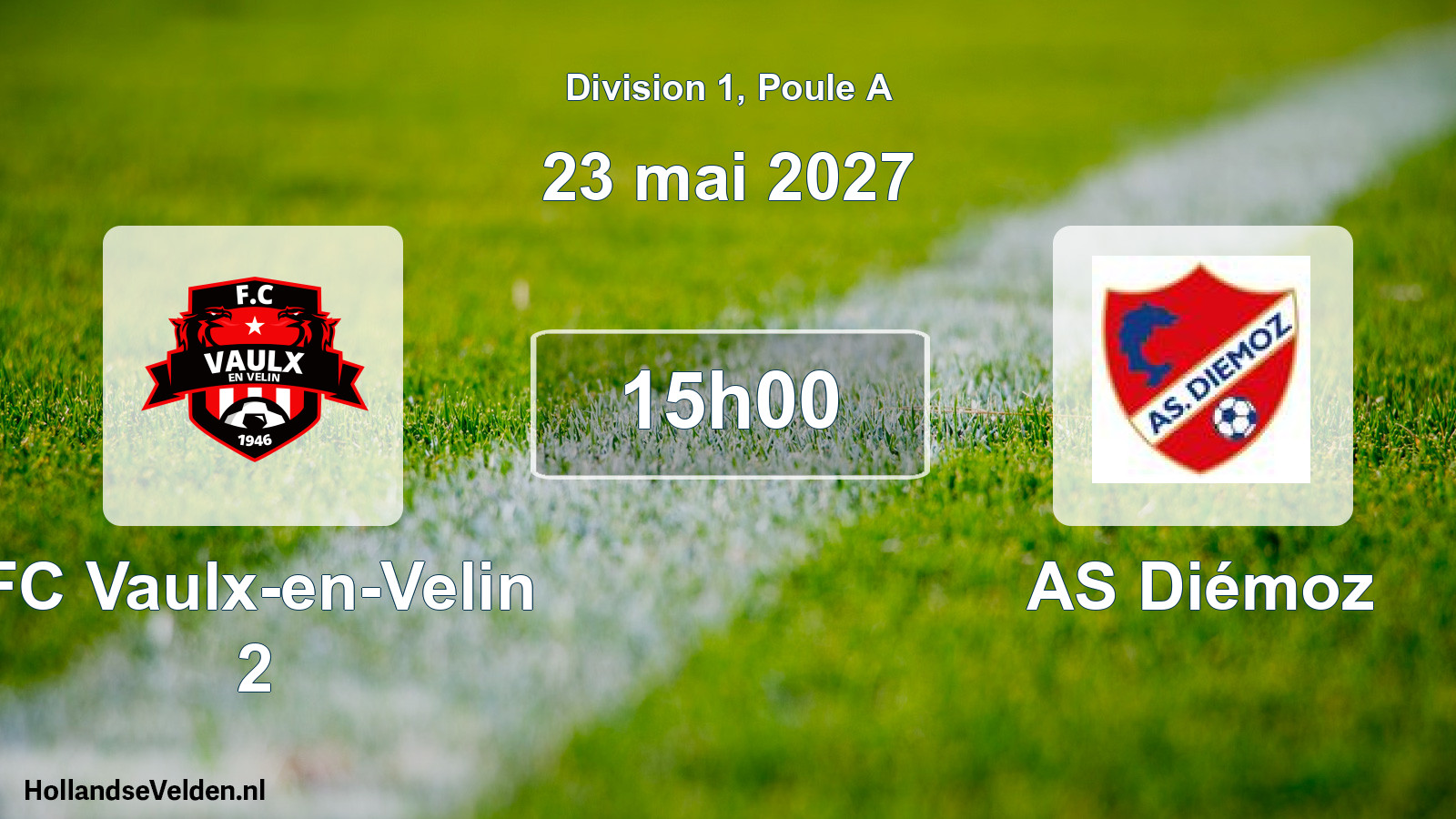 Match programmé: FC Vaulx-en-Velin 2 - AS Diémoz (23 mai 2027)