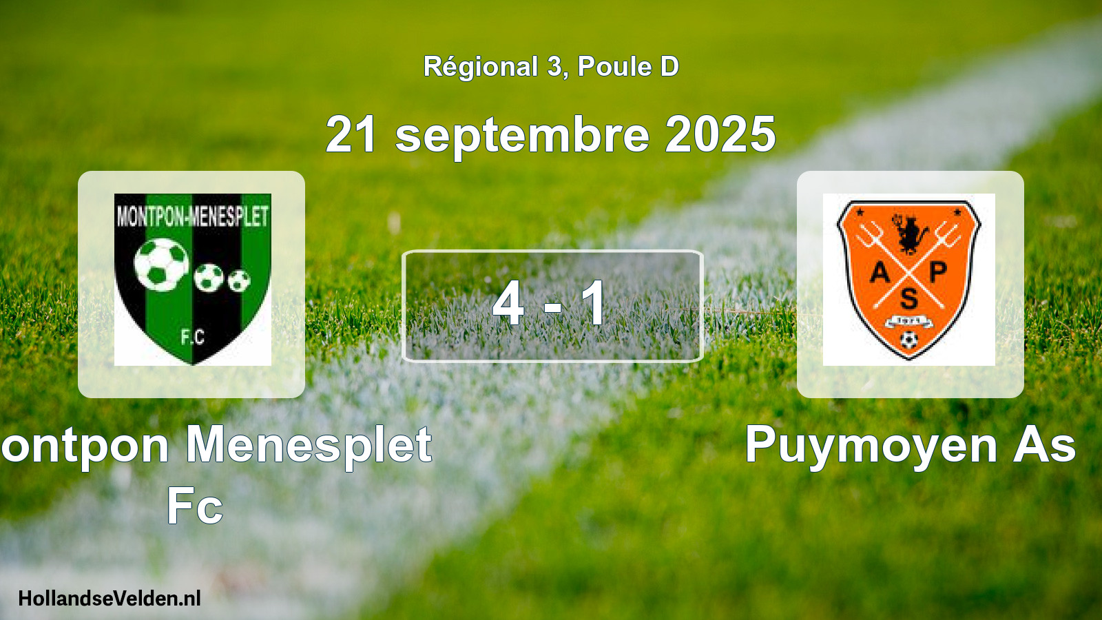 Gespeelde wedstrijd: Montpon Menesplet Fc - Puymoyen As 4 - 1 (21 septembre 2025)