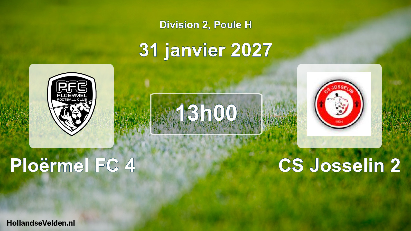 Match programmé: Ploërmel FC 4 - CS Josselin 2 (31 janvier 2027)