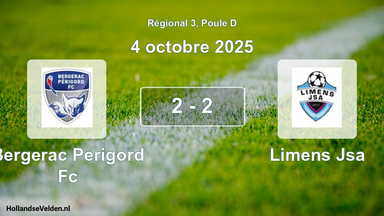 Total number of matches played: Bergerac Perigord Fc - Limens Jsa 2 - 2 (4 October 2025)