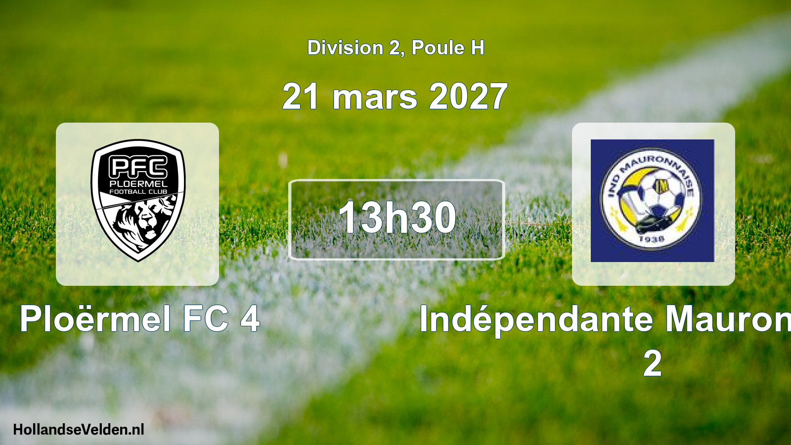 Match programmé: Ploërmel FC 4 - Indépendante Mauronnaise 2 (21 mars 2027)