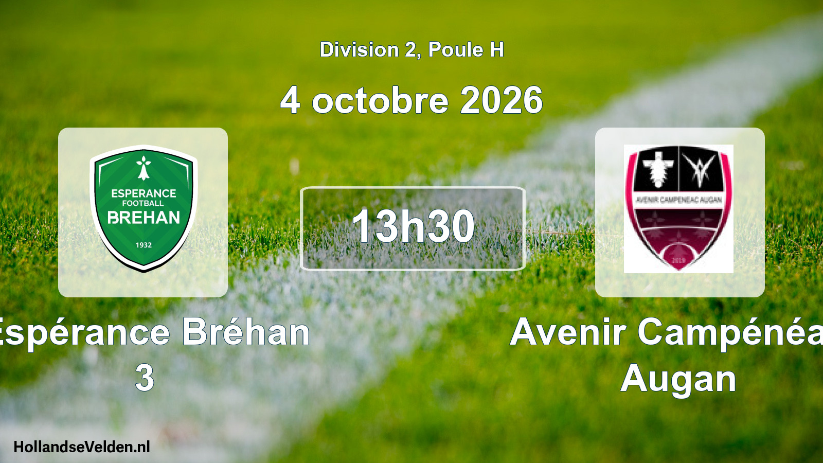 Geplande wedstrijd: Espérance Bréhan 3 - Avenir Campénéac Augan (4 oktober 2026)