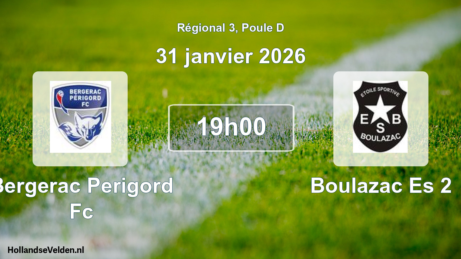 Geplande wedstrijd: Bergerac Perigord Fc - Boulazac Es 2 (31 januari 2026)