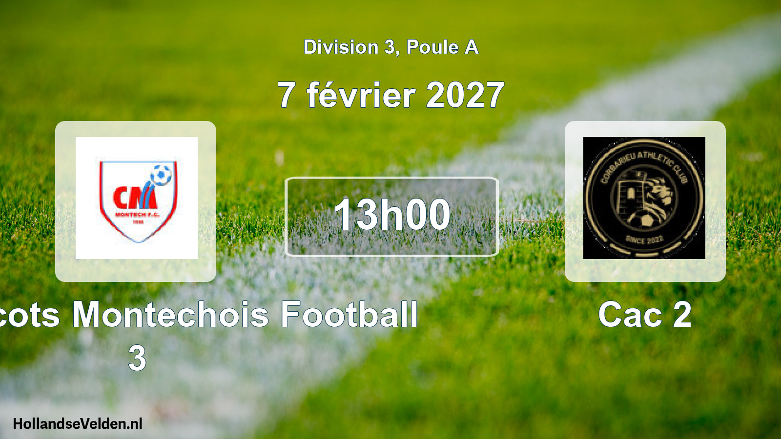 Match programmé: Coquelicots Montechois Football 3 - Cac 2 (7 février 2027)