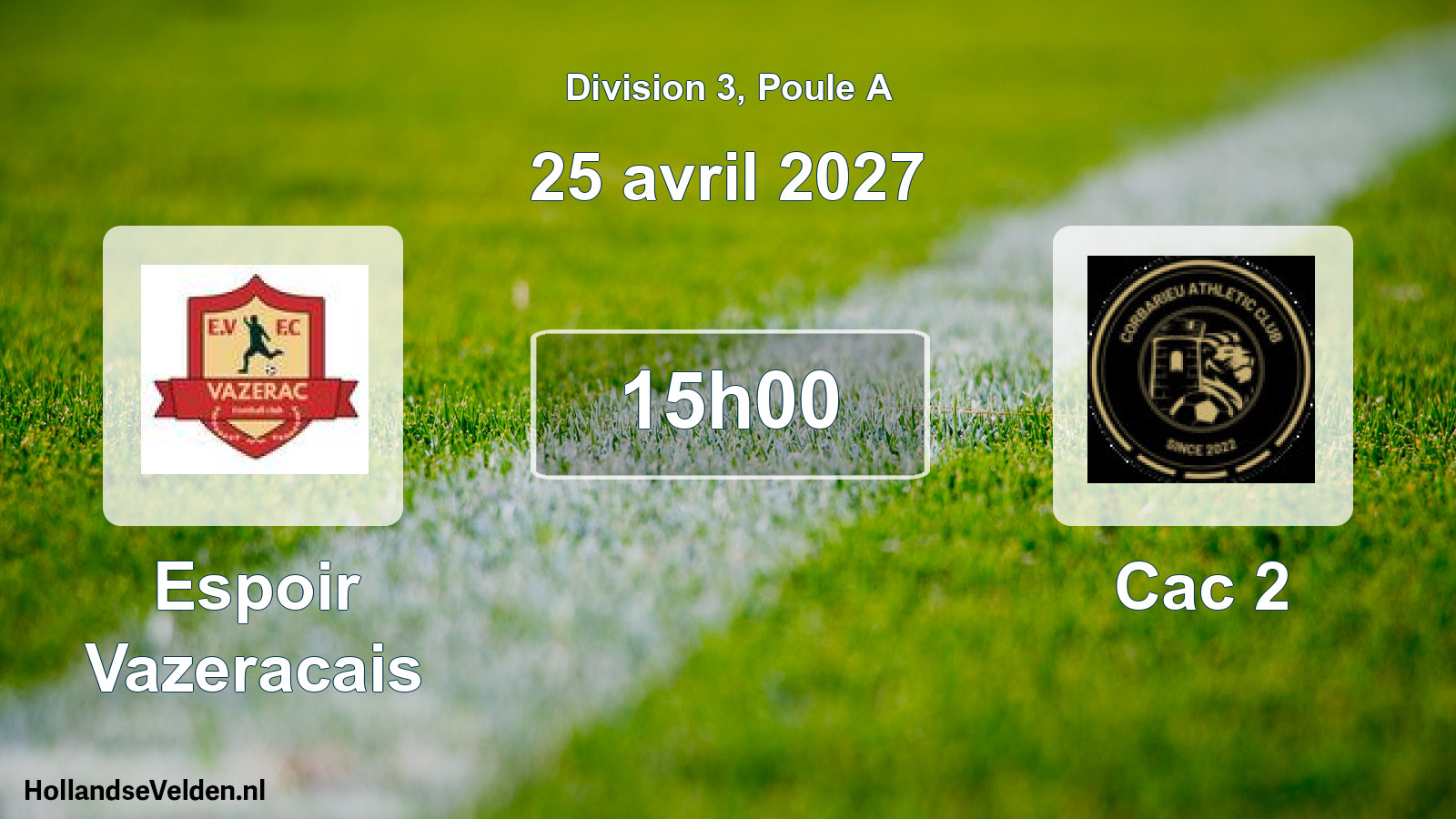 Match programmé: Espoir Vazeracais - Cac 2 (25 avril 2027)